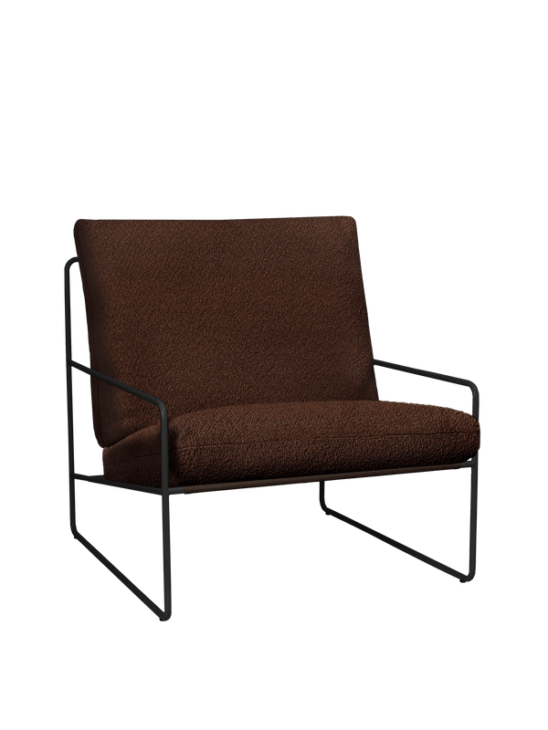 Desert 1-seater - Black - Pure Bouclé - Chestnut